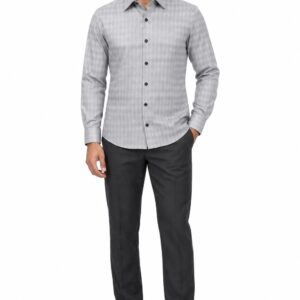 RIVAZ Grey Small Check Men’s Shirt – d-20255 – front view