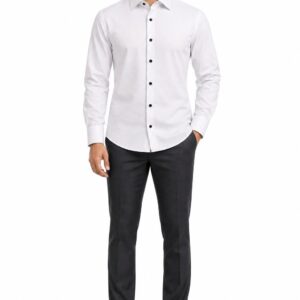 RIVAZ White Plain Men’s Shirt – D-20260 – front view