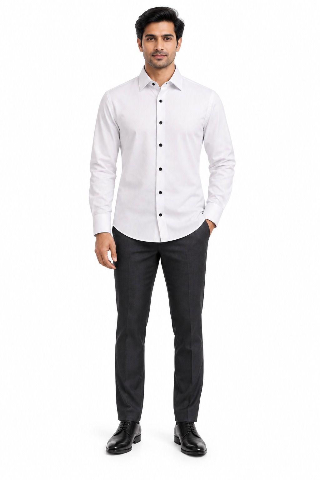 RIVAZ White Plain Men’s Shirt – D-20260 – front view