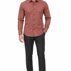 RIVAZ Terracotta Plain Men’s Shirt – D-20265 – front view
