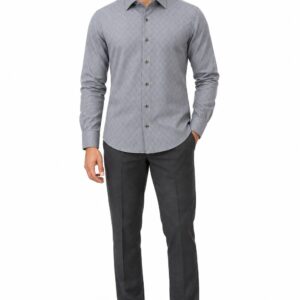 RIVAZ Blue grey Small Print Men’s Shirt – d-20260B – front view