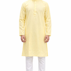 pale yellow kurta pyjama for men – RIVAZ NO-CODE front view