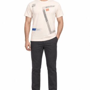 RIVAZ cream abstract graphic T-shirt for men, front view, code NoCode 1