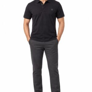 RIVAZ Black Essential Men’s Polo Shirt , NoCode_2, full front view