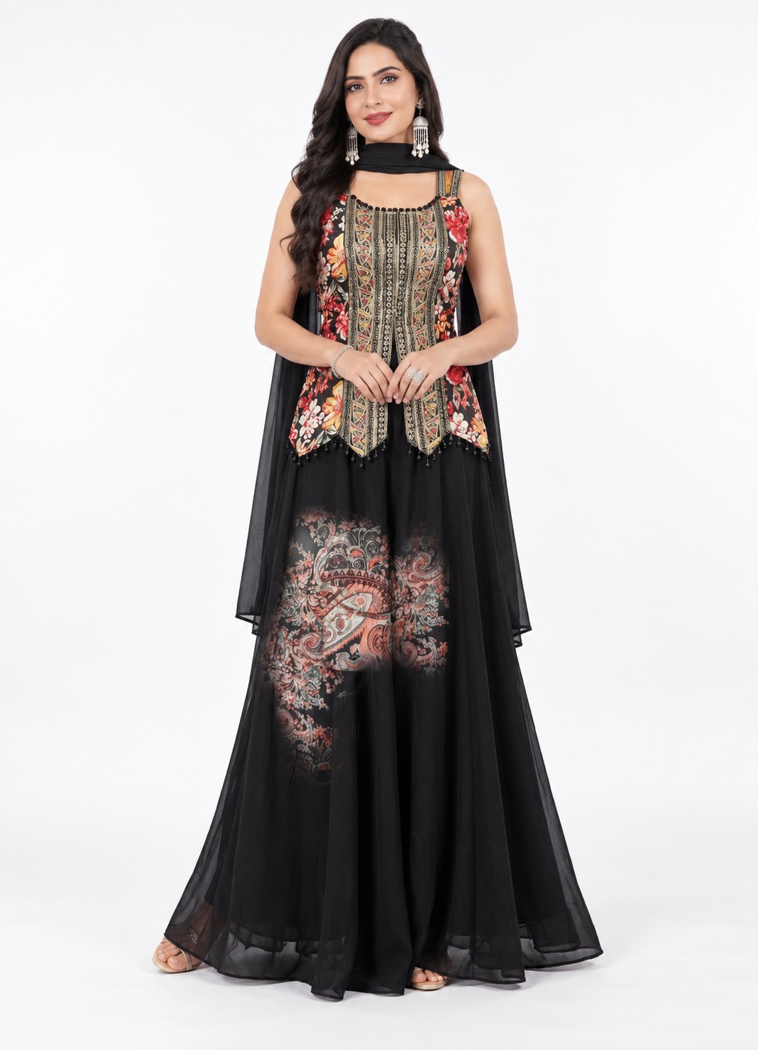 black festive set, RIVAZ style 60945, full-length front view