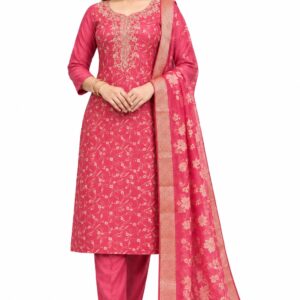 RIVAZ rani pink kurti set with dupatta, style 59990, full-length model front view