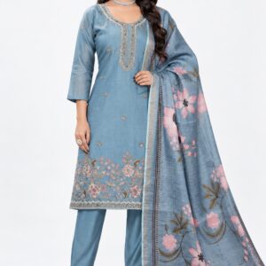 blue floral kurti set, RIVAZ style 60009, 60009 blue front