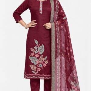 maroon floral kurti set, RIVAZ style 60138, 60138 maroon front