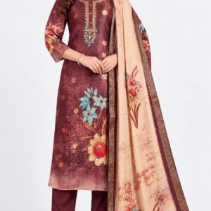maroon floral kurti set, RIVAZ style 60286, full-length front view