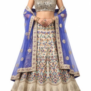 ivory unstitched lehenga 12394 – full front view