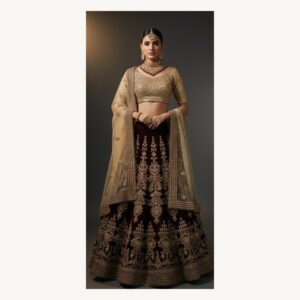 black unstitched lehenga 15092 – full front view