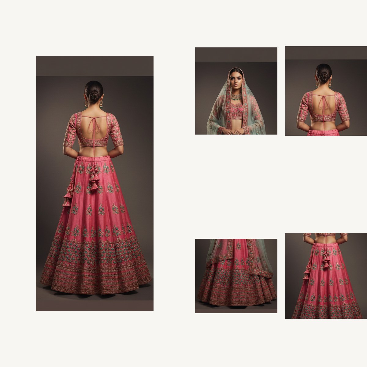 pink unstitched lehenga 15802 – detail view