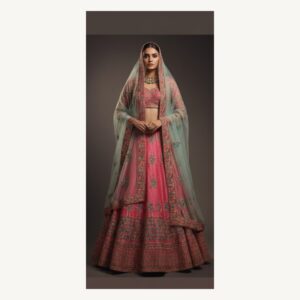 pink unstitched lehenga 15802 – full front view