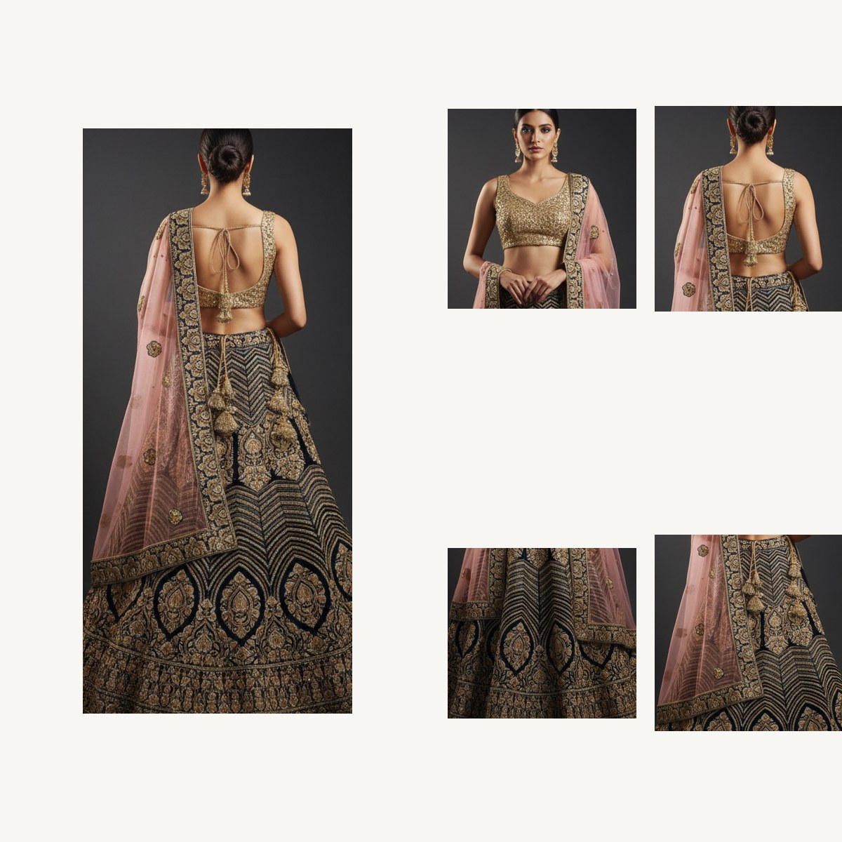 black unstitched lehenga 17166 – detail view