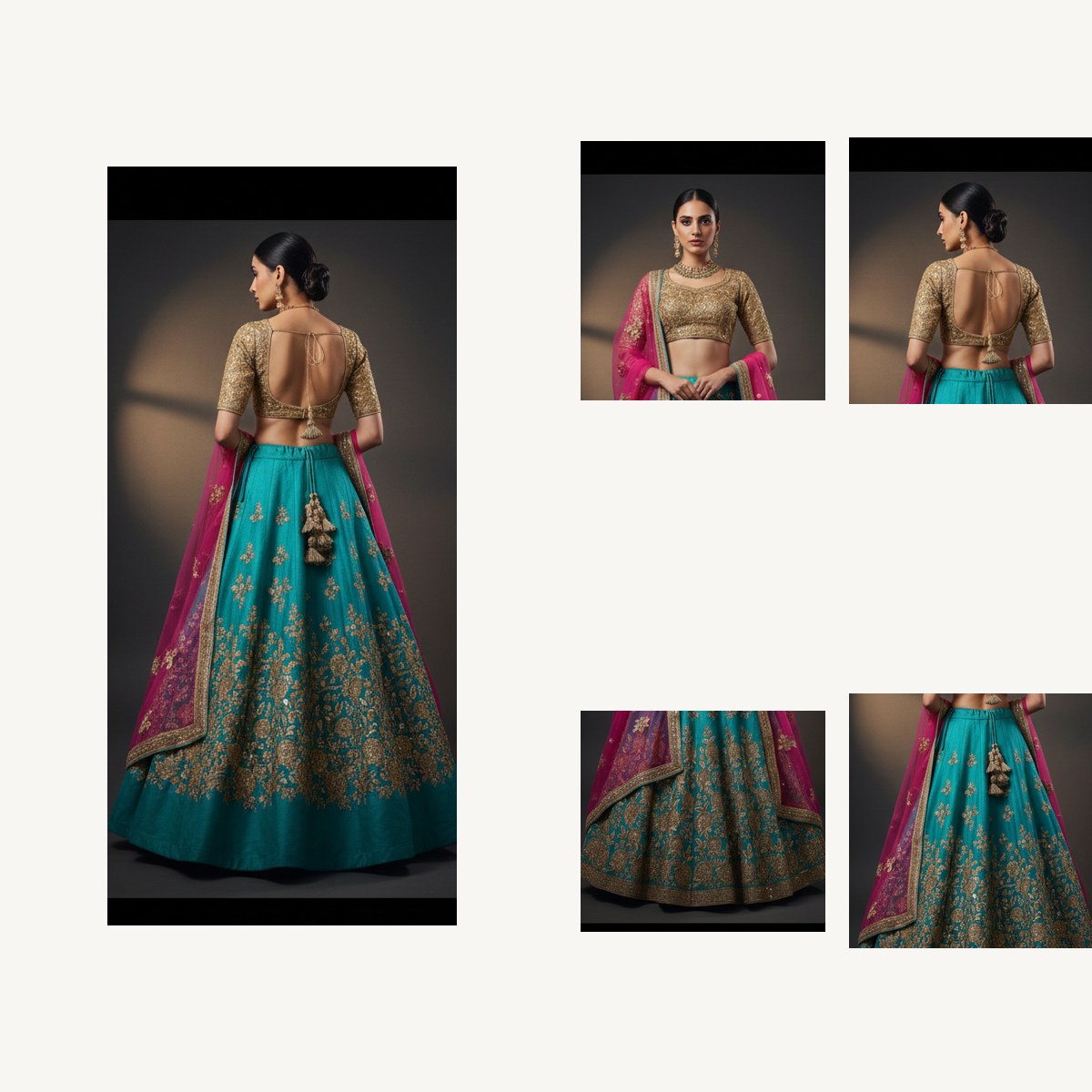 teal unstitched lehenga 17171 – detail view
