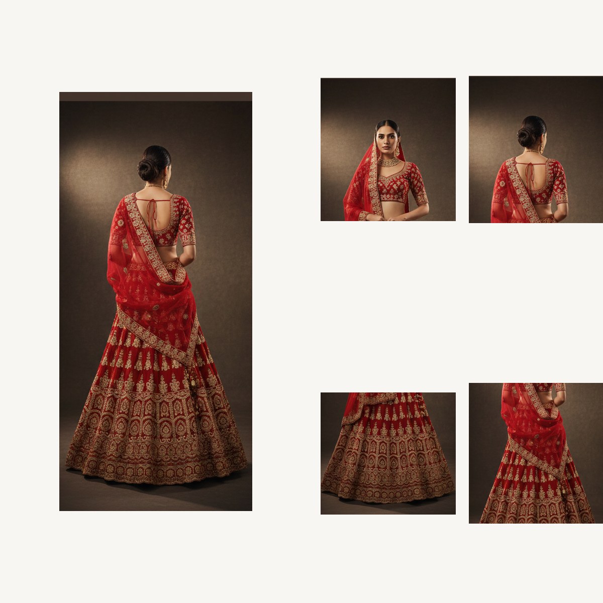 red unstitched lehenga 17198 – detail view