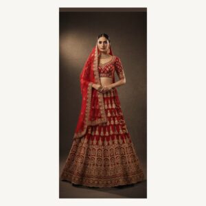 red unstitched lehenga 17198 – full front view