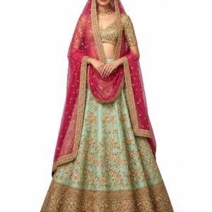 mint green unstitched lehenga 20472 – full front view