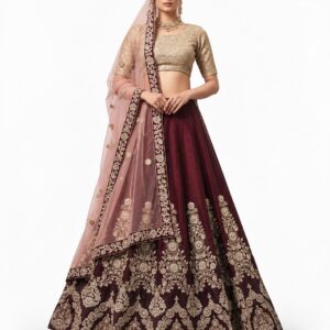 maroon unstitched lehenga 20475-1 – full front view