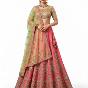 pink unstitched lehenga 20475-2 – full front view