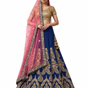 royal blue unstitched lehenga 20475 – full front view