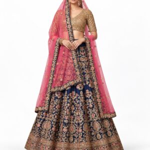 navy blue unstitched lehenga 20476 – full front view