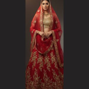 red unstitched lehenga 20479 – full front view