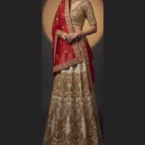 ivory unstitched lehenga 20731 – full front view