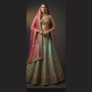 mint green unstitched lehenga 20789 – full front view