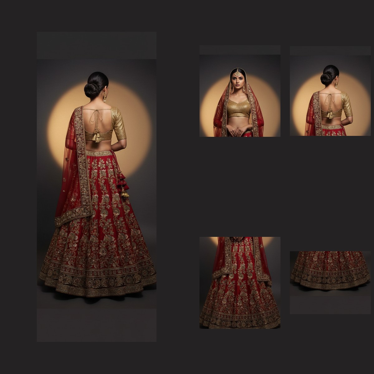 red unstitched lehenga 20790 – detail view