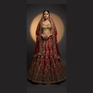 red unstitched lehenga 20790 – full front view