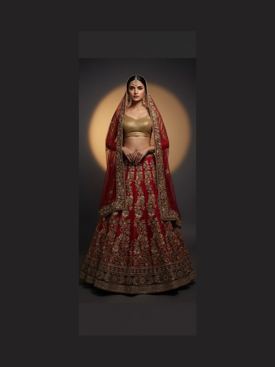 red unstitched lehenga 20790 – full front view