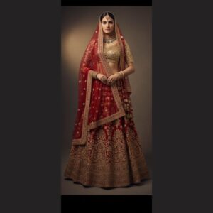 maroon unstitched lehenga 21716 – full front view