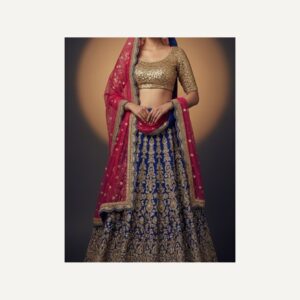 royal blue unstitched lehenga 22974 – full front view
