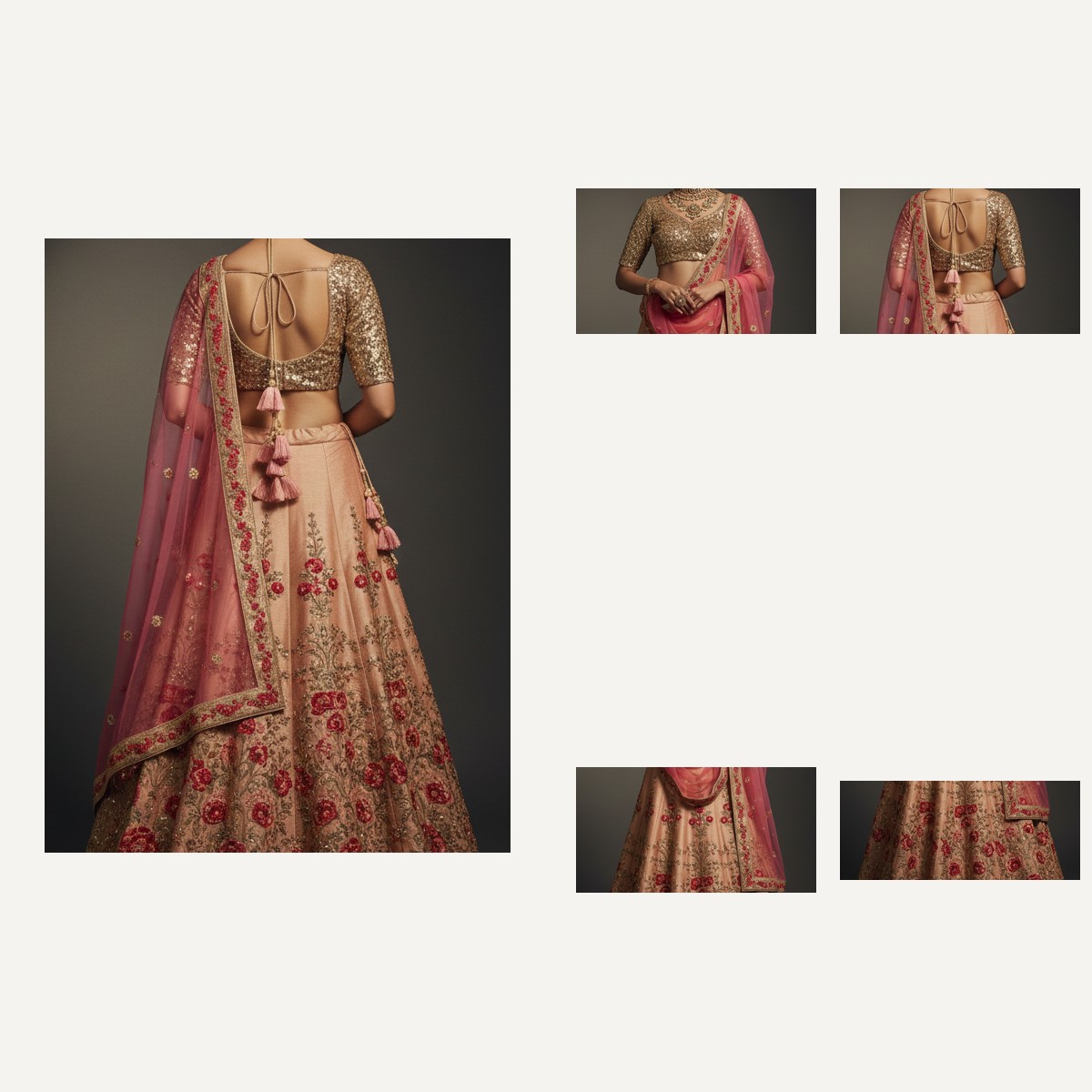 beige unstitched lehenga 22977-1 – detail view