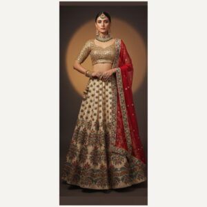 ivory unstitched lehenga 22978-1 – full front view