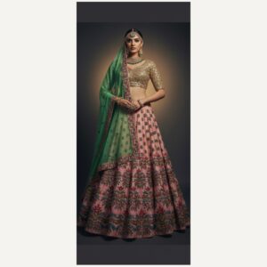 pink unstitched lehenga 22978 – full front view