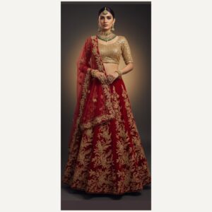 maroon unstitched lehenga 23368 – full front view