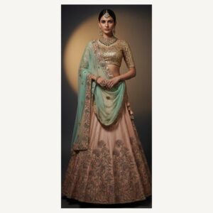 pink unstitched lehenga 27014 – full front view