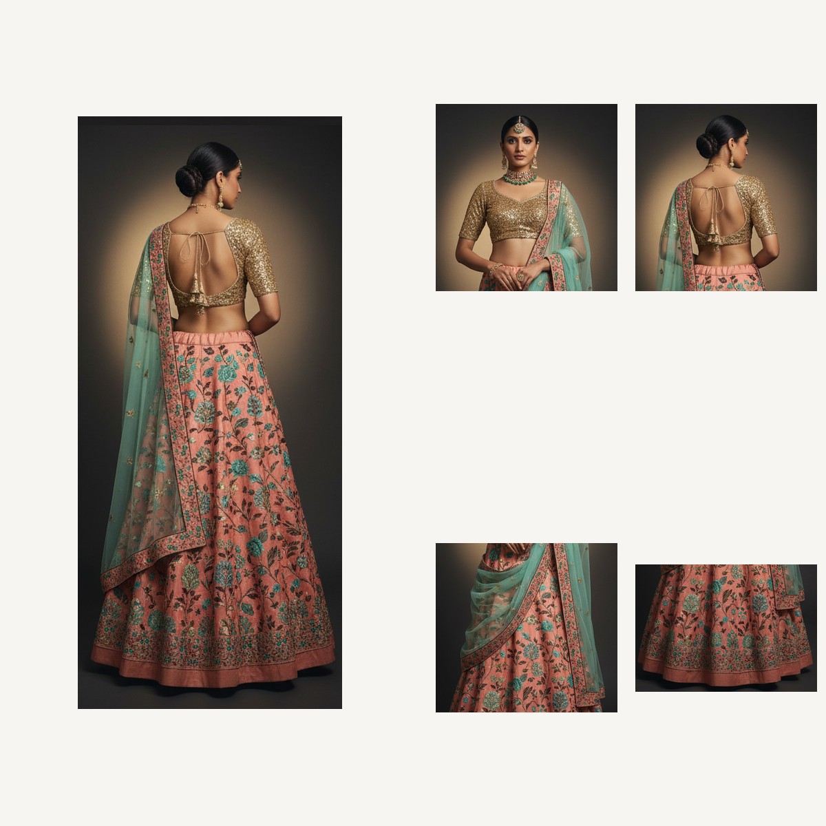 pink unstitched lehenga 27017 – detail view