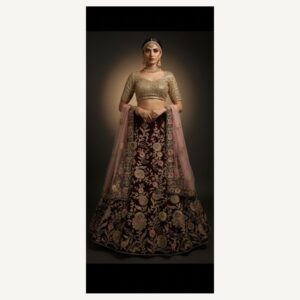 black unstitched lehenga 27020 – full front view