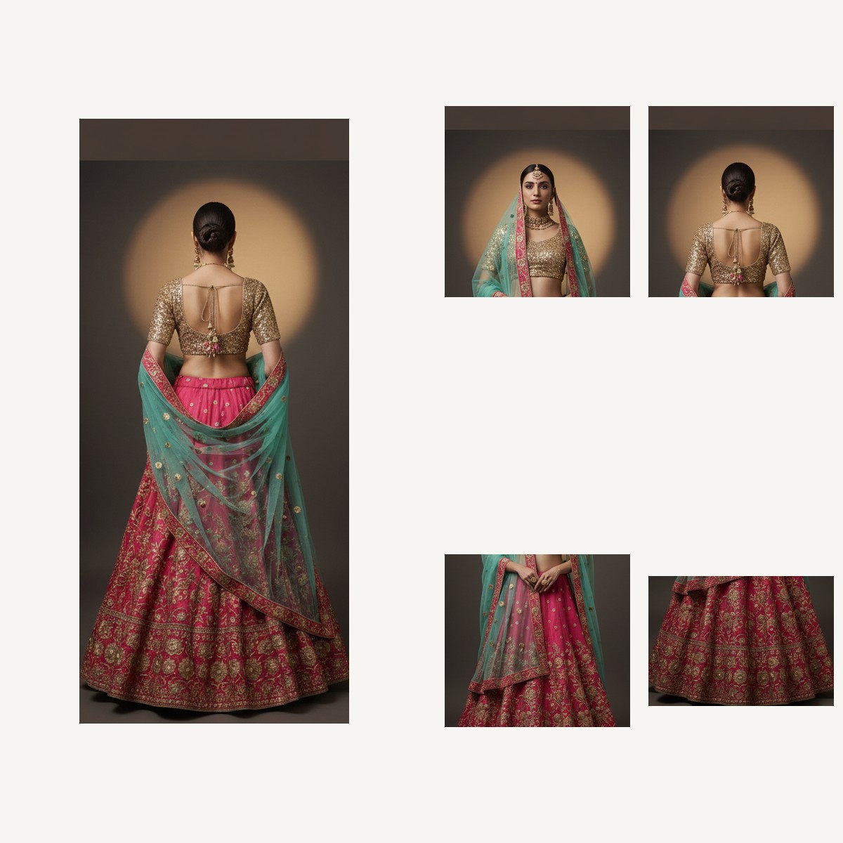 red unstitched lehenga 27021 – detail view