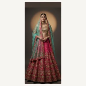 red unstitched lehenga 27021 – full front view