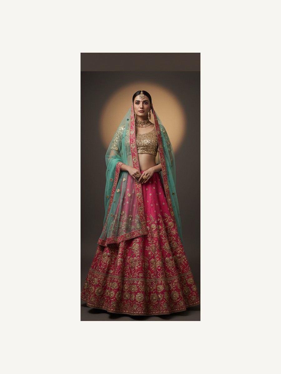 red unstitched lehenga 27021 – full front view