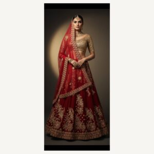 red unstitched lehenga 27024 – full front view