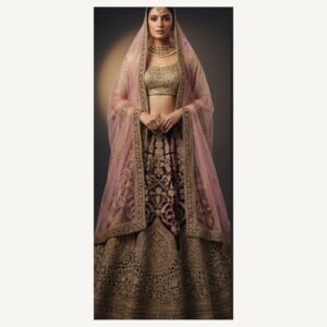 black unstitched lehenga 27027 – full front view