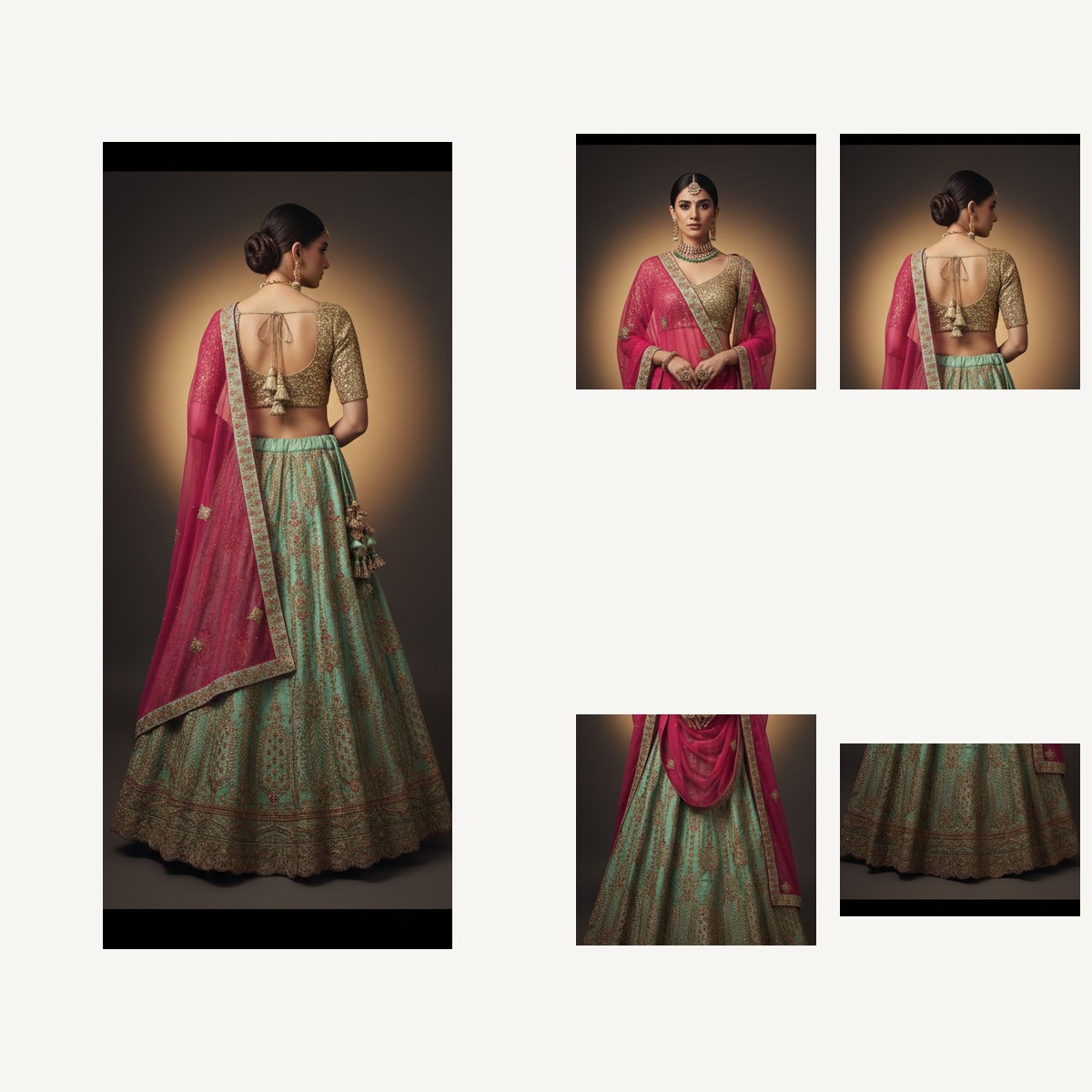teal unstitched lehenga 27038 – detail view