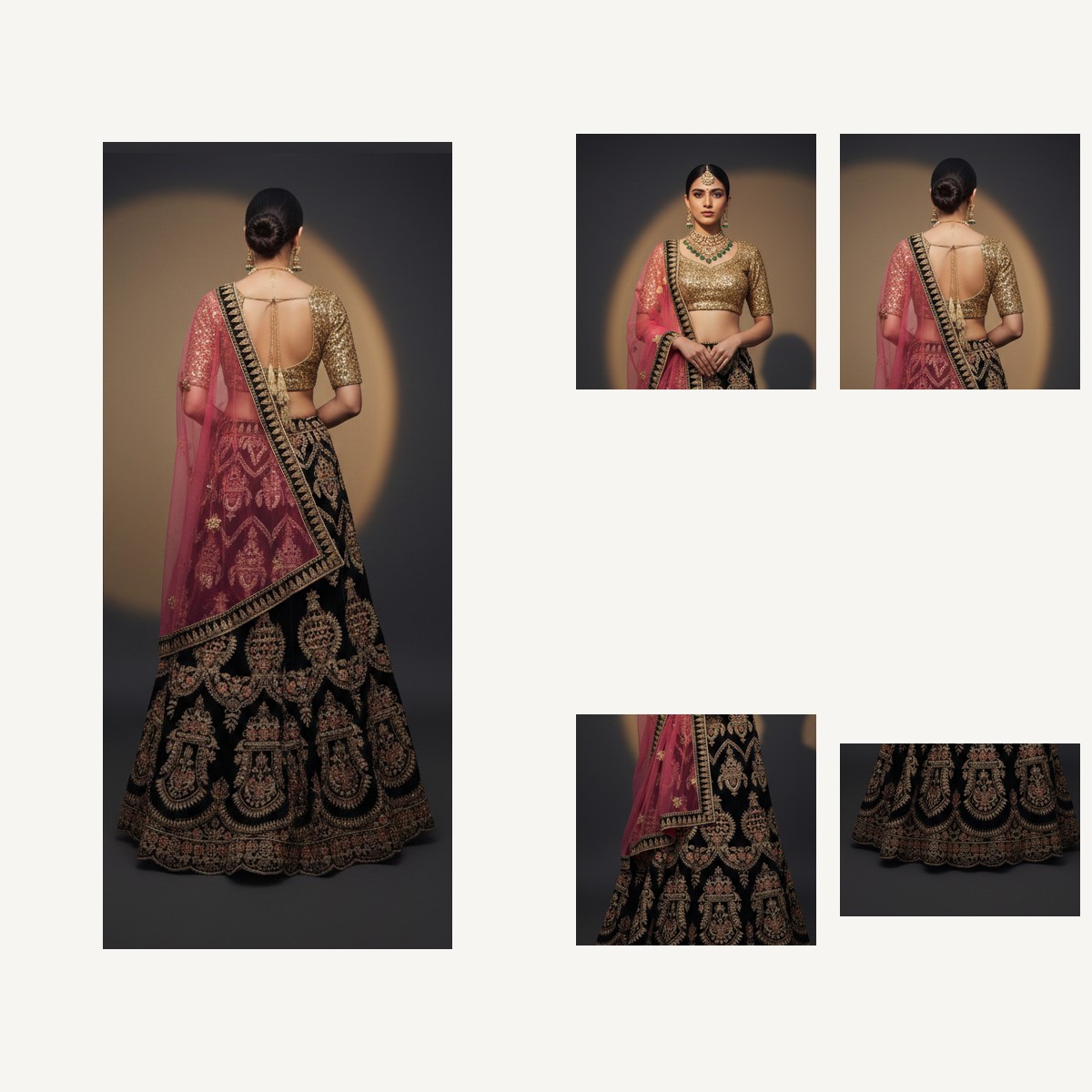 black unstitched lehenga 27042 – detail view