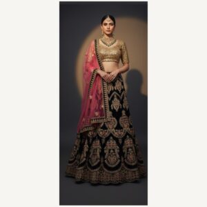 black unstitched lehenga 27042 – full front view
