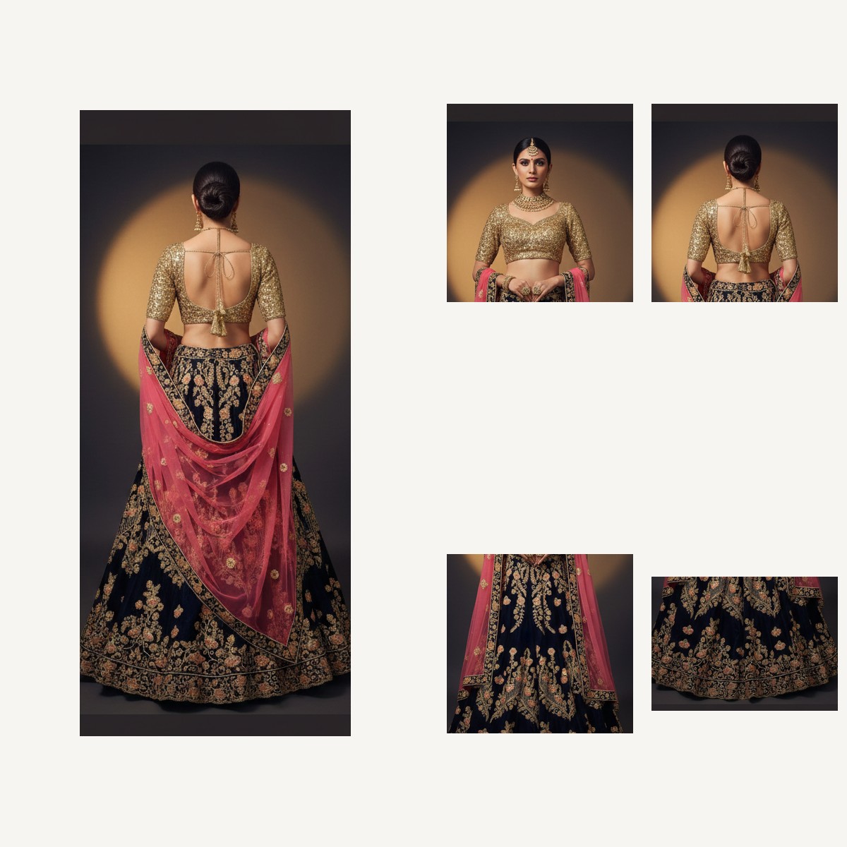 navy blue unstitched lehenga 28538 – detail view